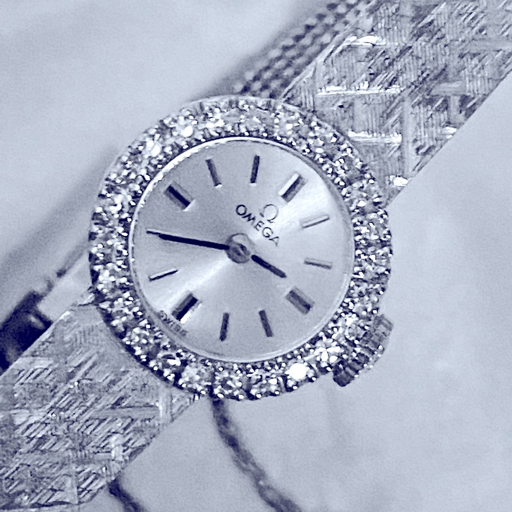 Vintage Omega 14k Solid White Gold ‘58 Cocktail Watch With 26 Flawless Diamonds